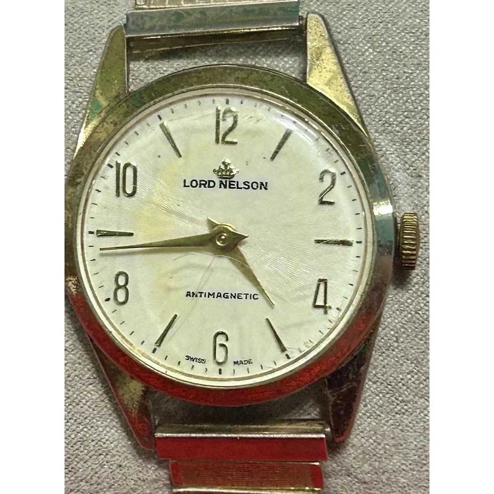 Vintage 1950's Lord Nelson Men's Mechanical Watch Swiss Made 1 Jewel Diamond Tol